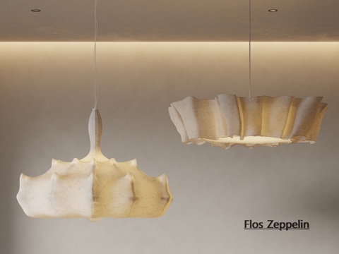 FLOS侘寂中古风吊灯  蚕丝吊灯su模型