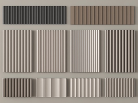 现代长城板 格栅板 护墙板 波浪板su模型