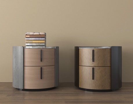 现代床头柜 圆形床头柜su模型