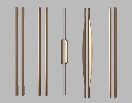 现代金属长拉手 把手 金属门把手su模型