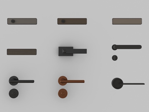 现代五金门把手 拉手 金属拉手su模型