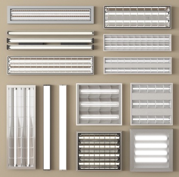 现代格栅灯su模型