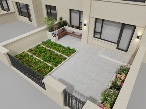  一楼小院3d模型 