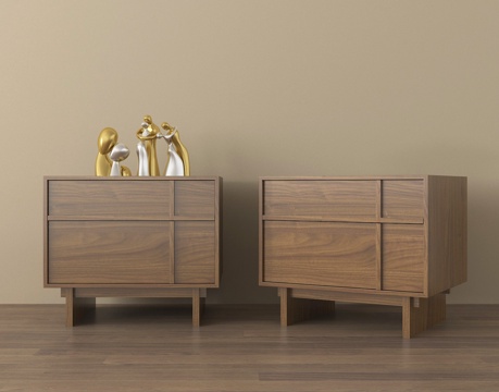 现代床头柜 摆件su模型