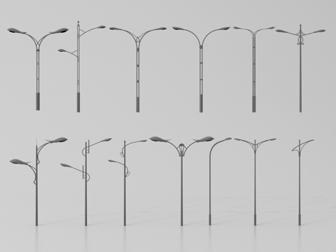 现代高杆灯太阳能路灯 户外灯 景观灯su模型