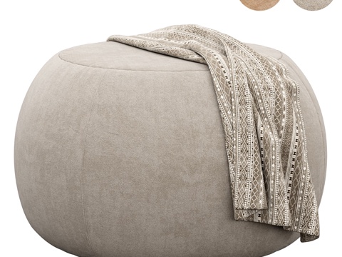  现代意式 Arper 布艺皮革沙发凳3d模型 