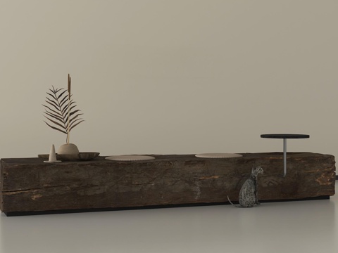 侘寂老木头 木头电视柜 摆件su模型