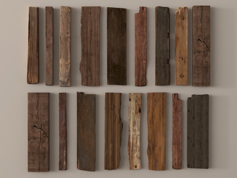 新中式旧木板 枯木 老木头 木条 木材su模型