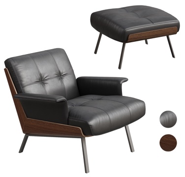 MINOTTI DAIKI 现代意式休闲椅 中古风休闲椅su模型