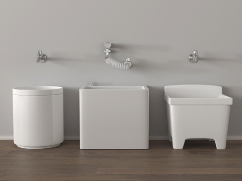 现代拖把池 拖布池 墩布池su模型