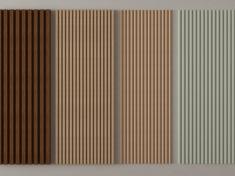 现代长城板 格栅板 护墙板 波浪板su模型