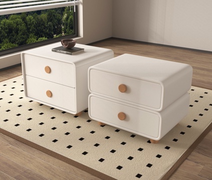 现代奶油床头柜 方形床头柜su模型