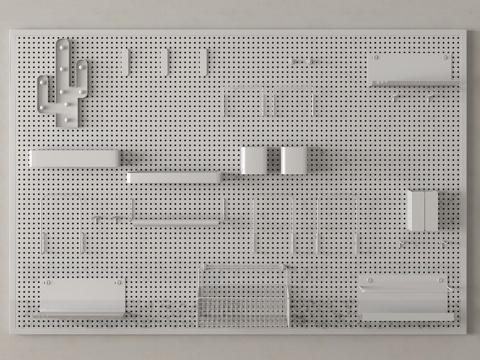 现代洞洞板 墙饰板 墙饰挂件su模型