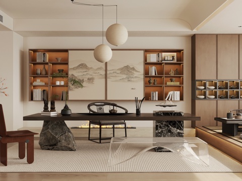  宋式茶室 新中式茶室 别墅茶室3d模型 