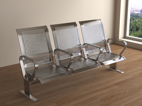 现代不锈钢公共座椅 户外座椅 联排座椅 公共座椅su模型