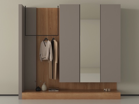 现代玄关衣柜 鞋柜 挂衣区 走廊衣柜su模型