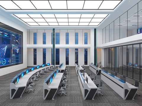 现代指挥控制室 消防指挥中心 控制中心 调度中心 城市大脑su模型