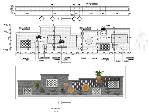 乡村青砖景墙施工图cad施工图