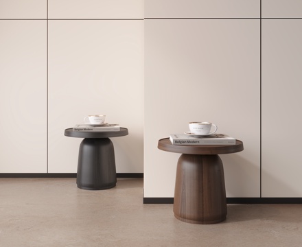 现代边几 圆形边几 实木边几su模型