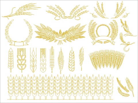 新中式金色麦穗cad施工图