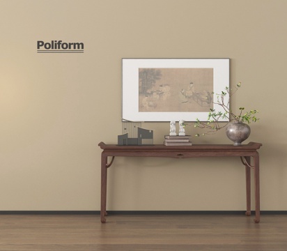 新中式条案 端景柜 摆件 装饰画su模型