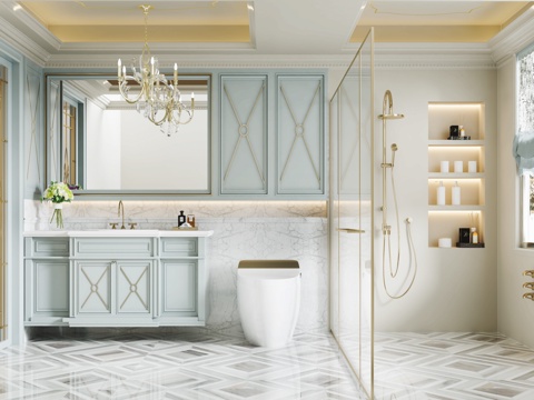  法式卫生间3d模型 