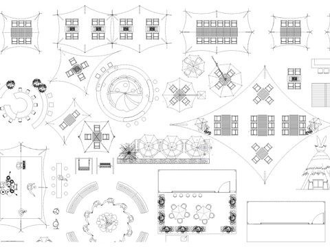 营地露营常用图库cad施工图