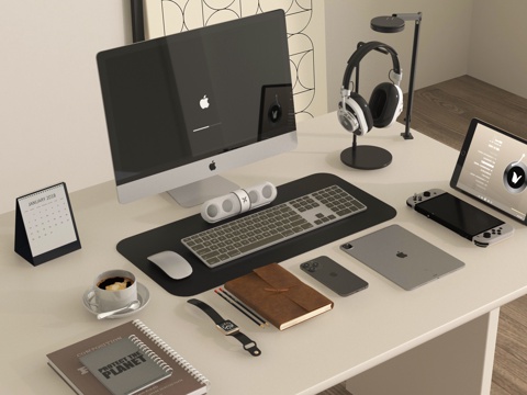 现代电脑 台式电脑 显示器 数码组合su模型