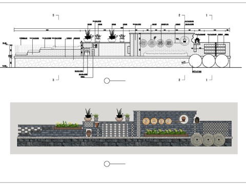 乡村民俗矮墙详图cad施工图