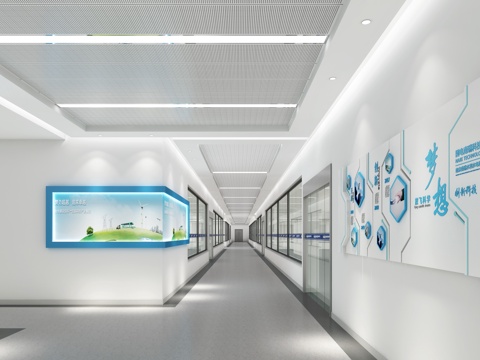  走道文化墙3d模型 