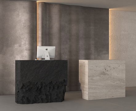 现代前台 石头前台 接待台su模型