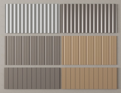 现代长城板 格栅板 护墙板 波浪板su模型