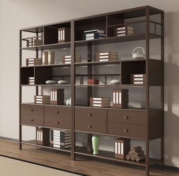 新中式博古架 陈列柜 茶柜su模型