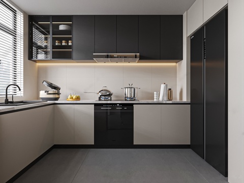 现代极简厨房吊柜 厨房电器饰品摆件 厨房消毒柜洗碗机 意式极su模型