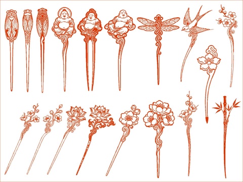 中式发簪图块cad施工图