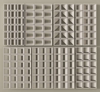 现代镂空水泥砖 水泥砖隔断 预制砖墙砖su模型