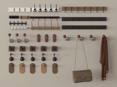 中古风挂钩 挂衣钩 挂衣架su模型