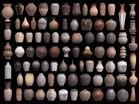 中式陶罐 罐子 陶盆 陶瓷瓶 泥罐 陶土罐 瓦罐 水缸 器皿su模型