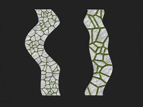  石板路公园小路碎石块汀步景观园路3d模型 