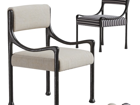 法式中古风餐椅 休闲椅 扶手椅 书椅 睡莲椅su模型