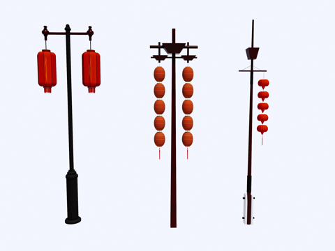 中式灯笼 中式路灯 八角灯笼 冬瓜灯笼su模型