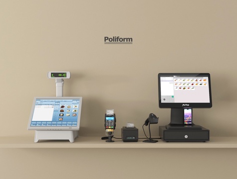 现代收银台 收银机 扫码机su模型