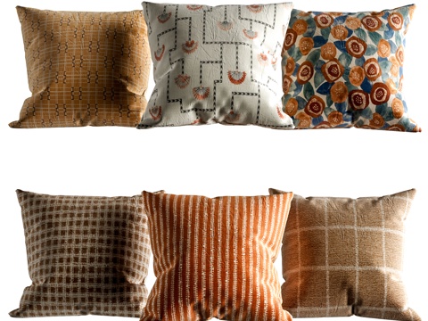 包豪斯抱枕  方形抱枕 沙发抱枕 布艺抱枕su模型