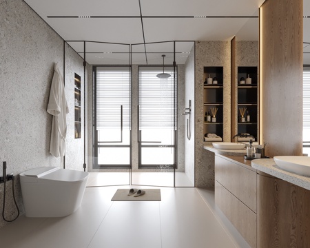 现代酒店卫生间 浴室su模型