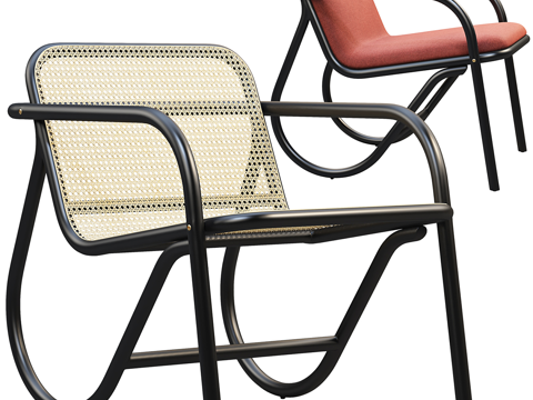  现代藤编扶手椅3d模型3d模型 