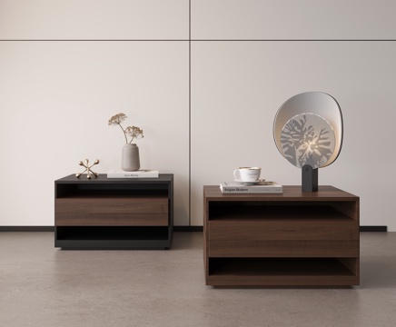 中古复古床头柜 实木 摆件 台灯su模型