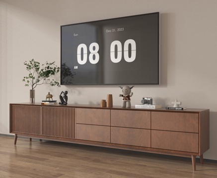 中古风电视柜 电视 电视柜组合 落地电视柜su模型