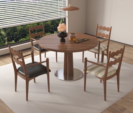 新中式餐桌椅组合 灯具su模型