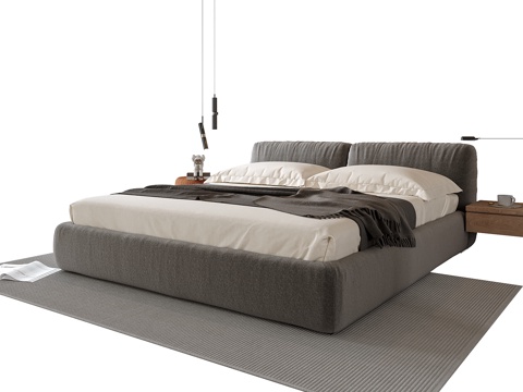  现代双人床3d模型 