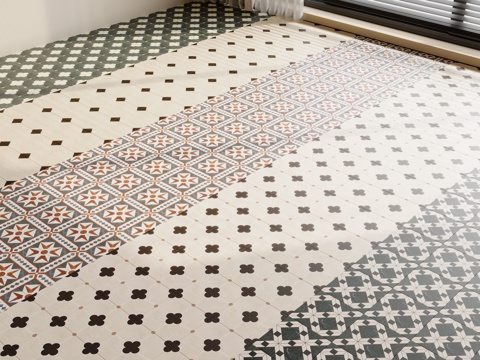 奶油地面花砖su模型